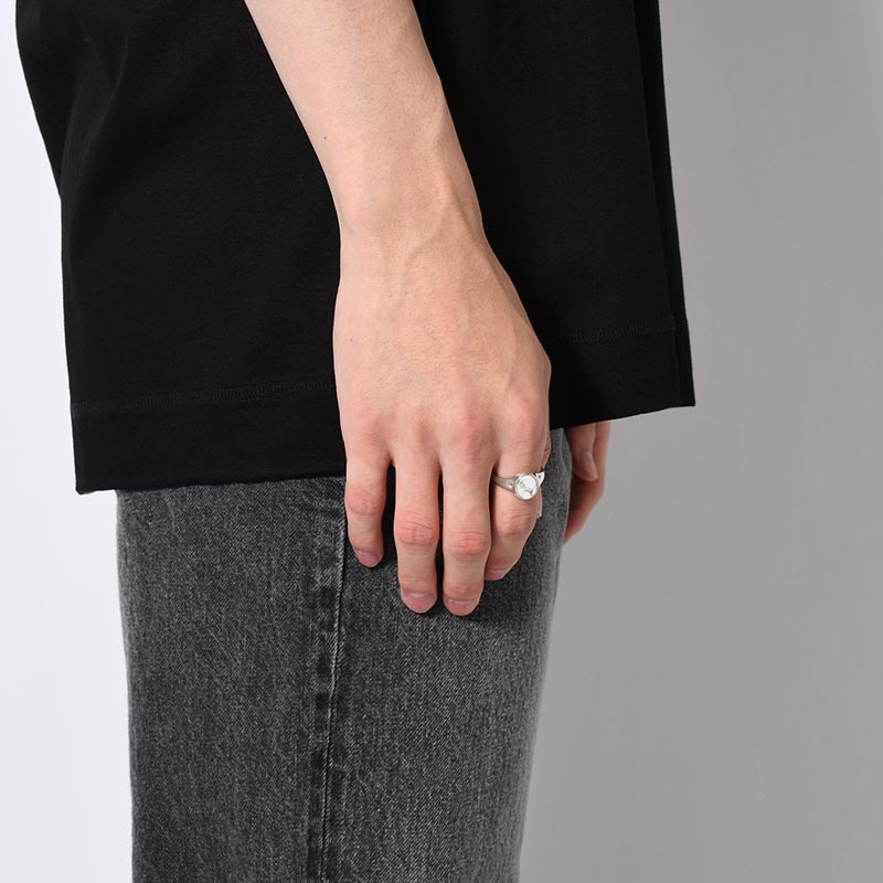 SIGNET OVAL RING / HOWLITE -SILVER-