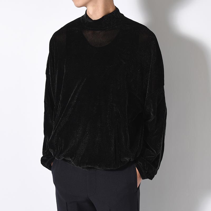 SHINY VELOUR MOCKNECK -SILVER-