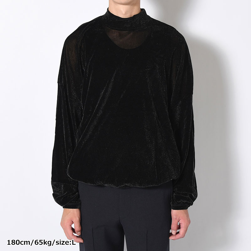 SHINY VELOUR MOCKNECK -SILVER-