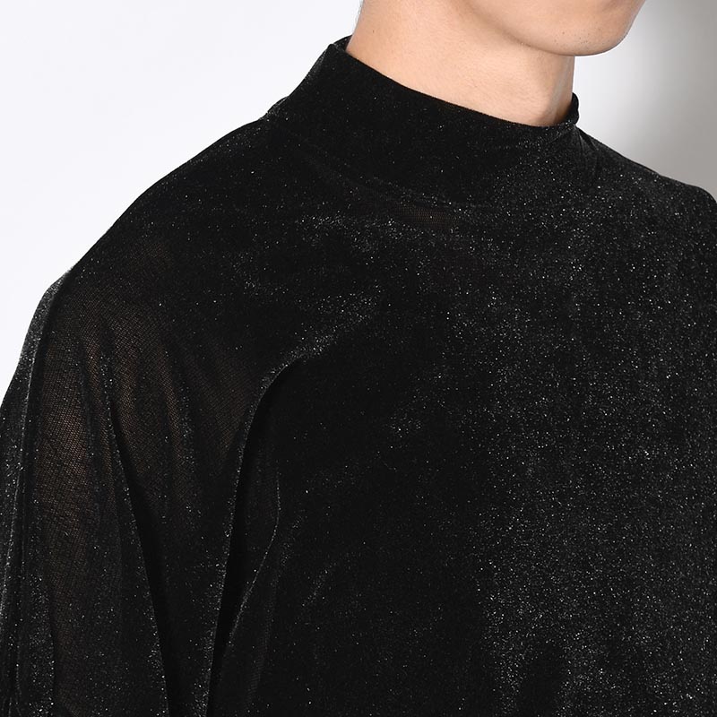 SHINY VELOUR MOCKNECK -SILVER-