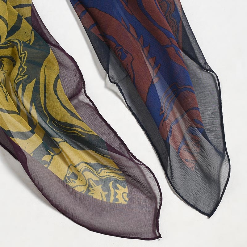 "CURLED UP DRAGON" SILK SCARF -2.COLOR-