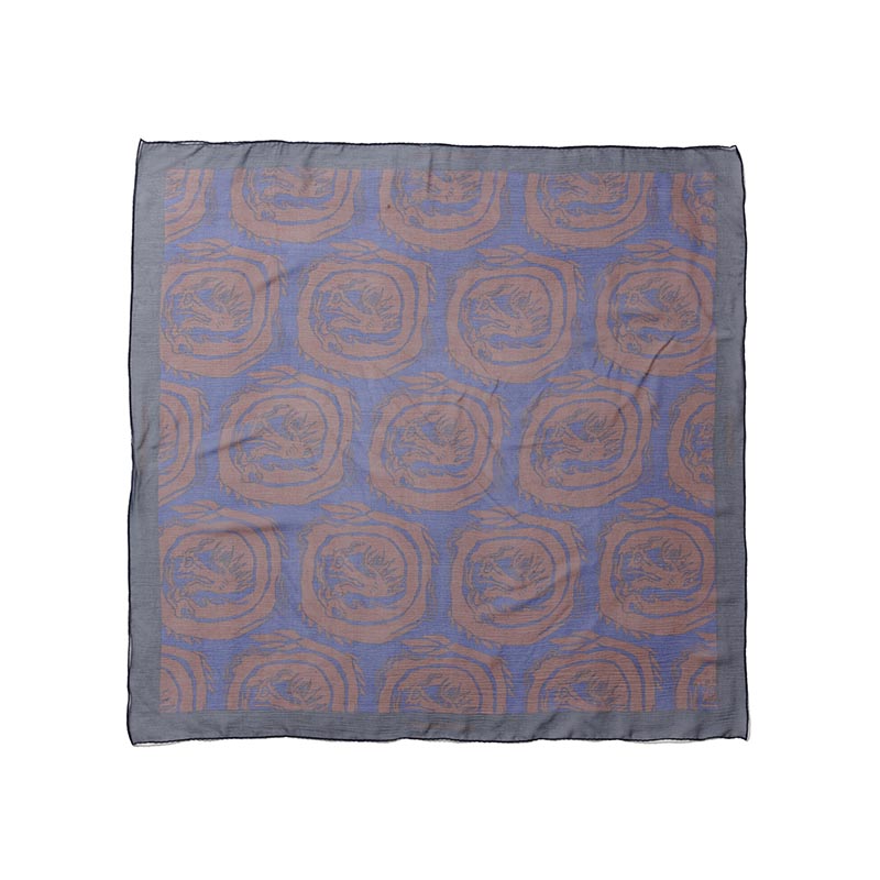 "CURLED UP DRAGON" SILK SCARF -2.COLOR-(NAVY)