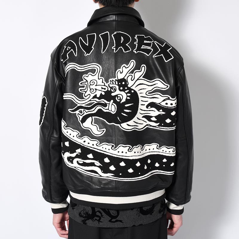 × AVILEX "EASTEND DRAGON" VARSITY JACKET -BLACK-