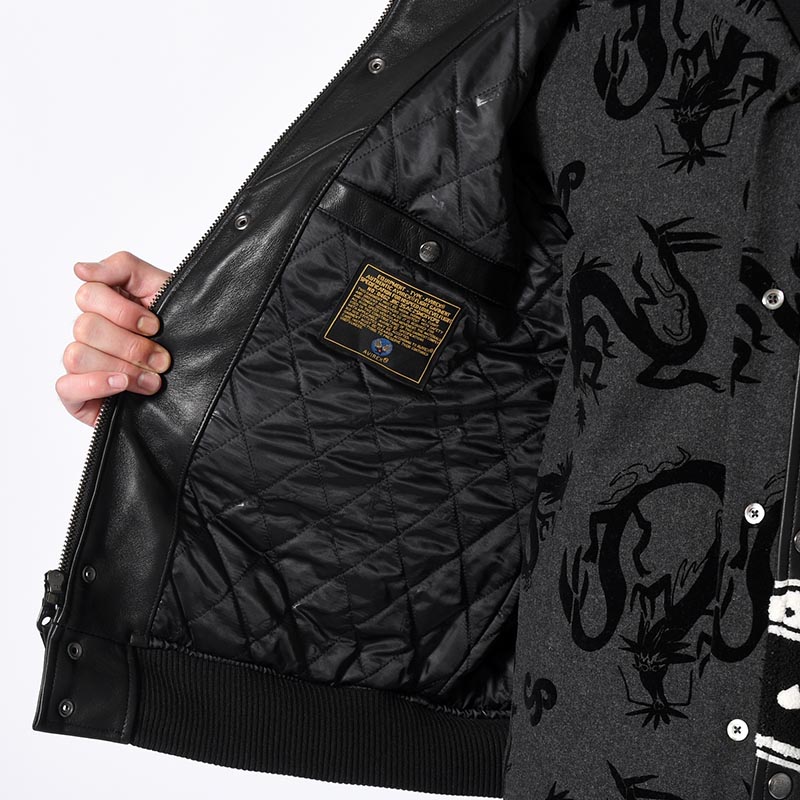 × AVILEX "EASTEND DRAGON" VARSITY JACKET -BLACK-