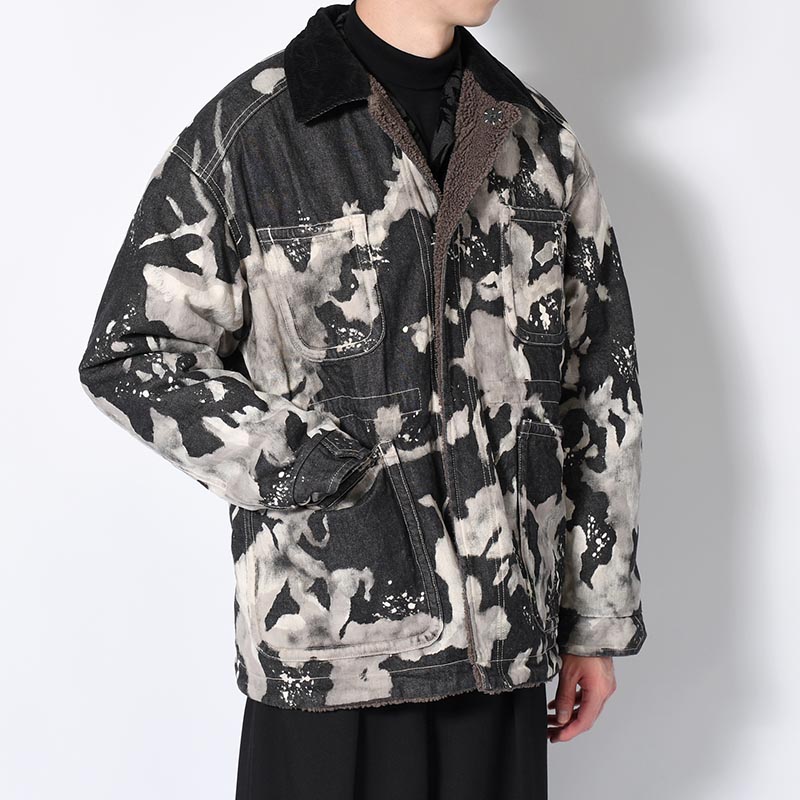 DENIM BOA COVERALL -BLEACH BLACK-