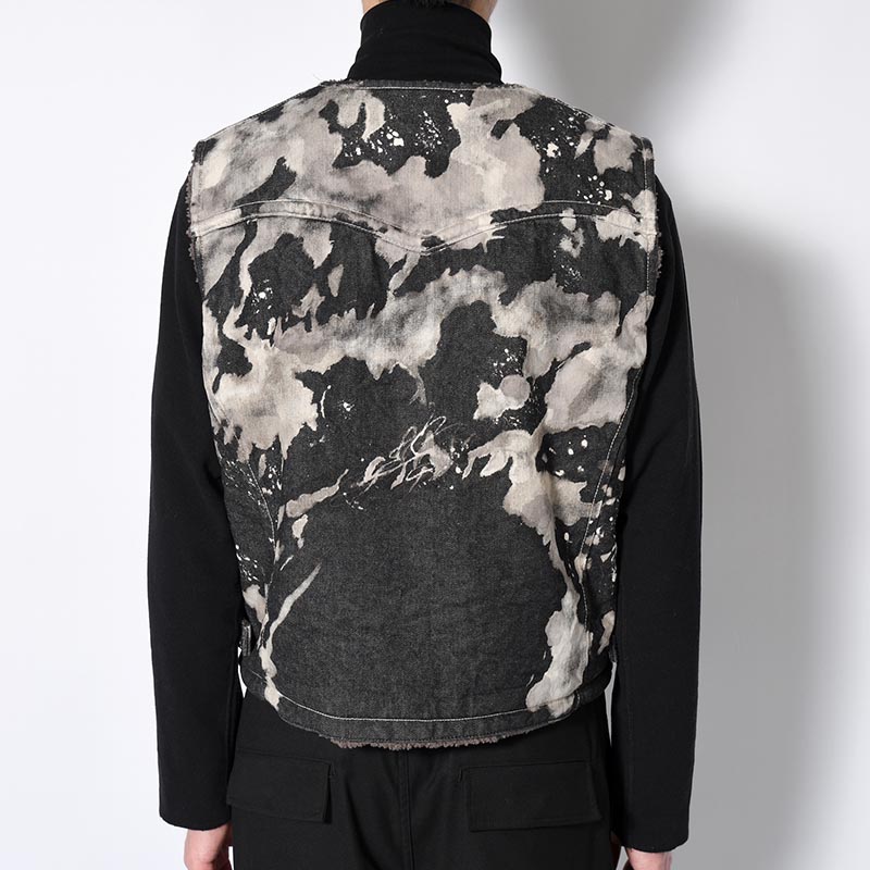 DENIM BOA VEST -BLEACH BLACK-