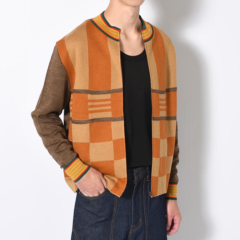 ZIP UP CYCLIST KNIT -BROWN-