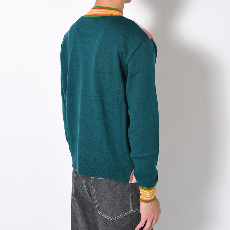 ZIP UP CYCLIST KNIT -BLUE GREEN-