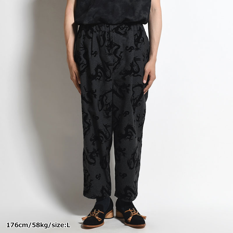 "FLYING DRAGON" TAPERED EASY PANTS -BLACK-