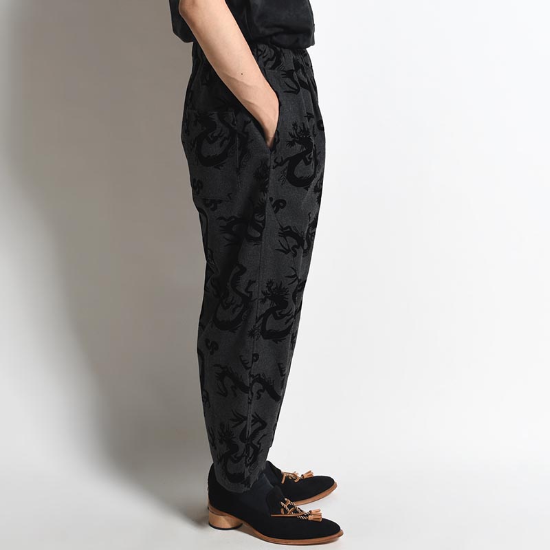 "FLYING DRAGON" TAPERED EASY PANTS -BLACK-