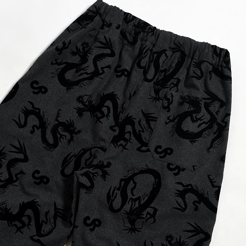 "FLYING DRAGON" TAPERED EASY PANTS -BLACK-