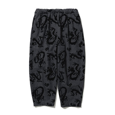 "FLYING DRAGON" TAPERED EASY PANTS -BLACK-