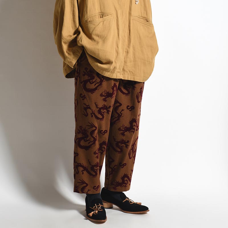 "FLYING DRAGON" TAPERED EASY PANTS -BROWN-