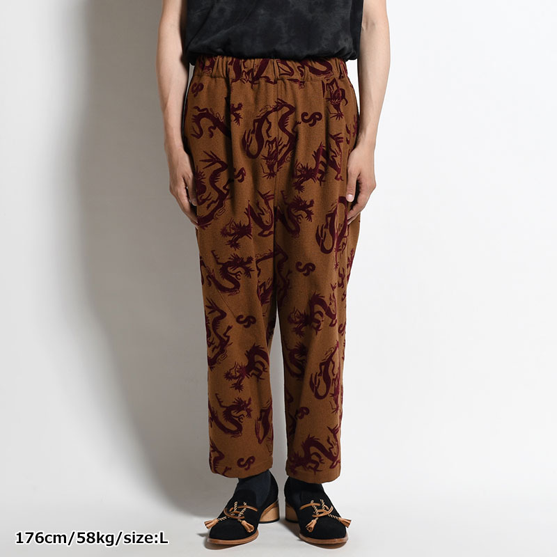 "FLYING DRAGON" TAPERED EASY PANTS -BROWN-