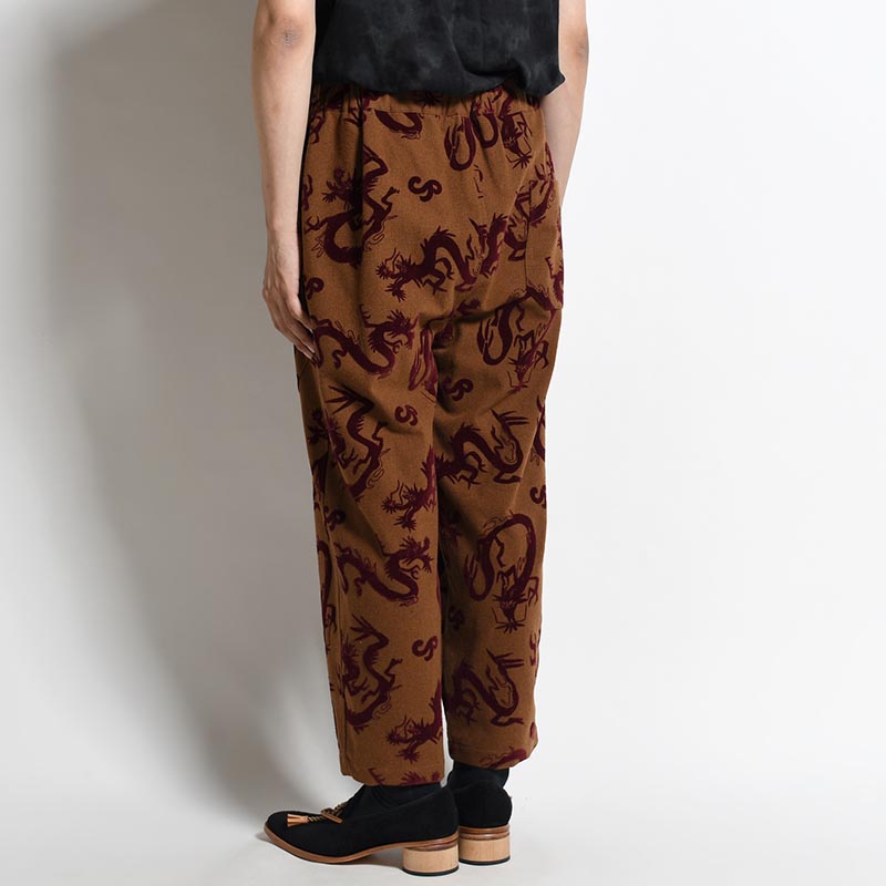 "FLYING DRAGON" TAPERED EASY PANTS -BROWN-