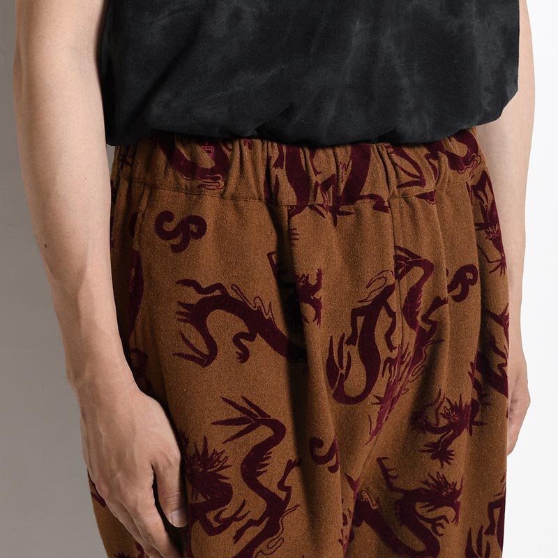 "FLYING DRAGON" TAPERED EASY PANTS -BROWN-