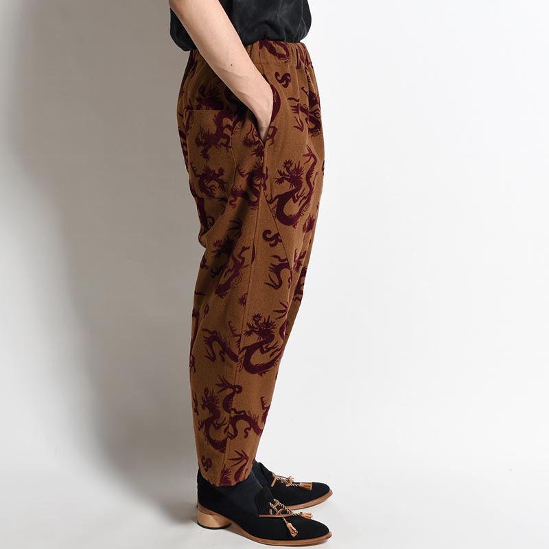 "FLYING DRAGON" TAPERED EASY PANTS -BROWN-