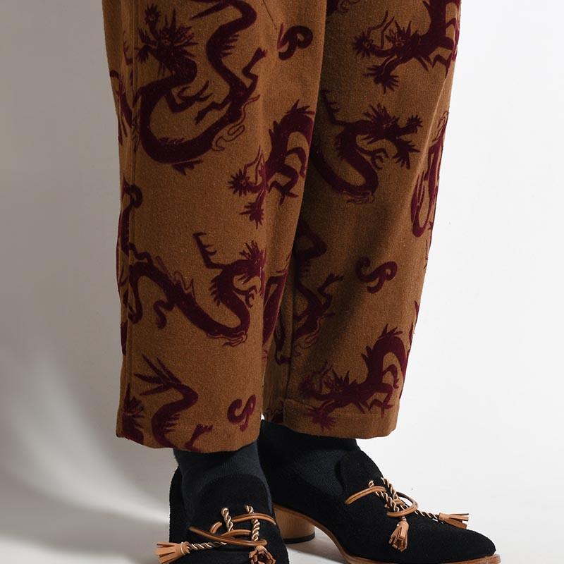 "FLYING DRAGON" TAPERED EASY PANTS -BROWN-