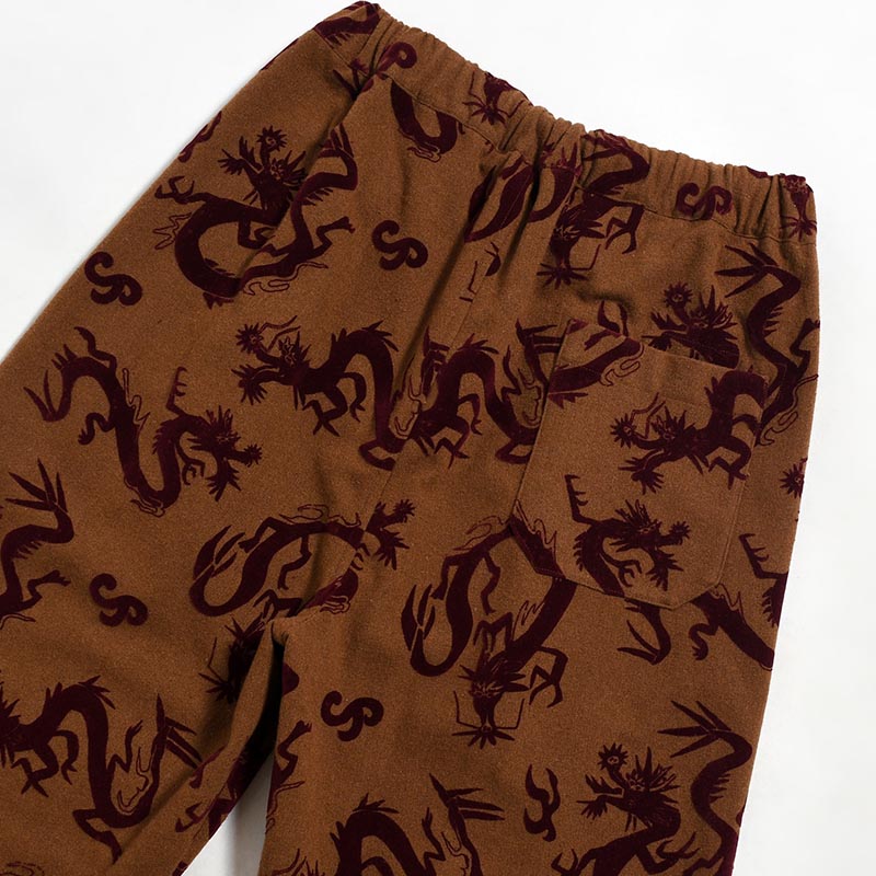 "FLYING DRAGON" TAPERED EASY PANTS -BROWN-