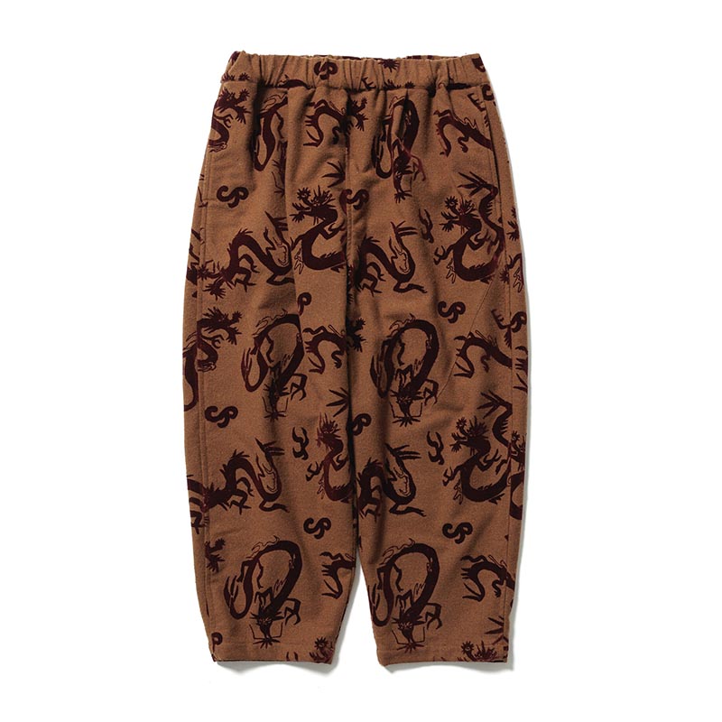 "FLYING DRAGON" TAPERED EASY PANTS -BROWN-