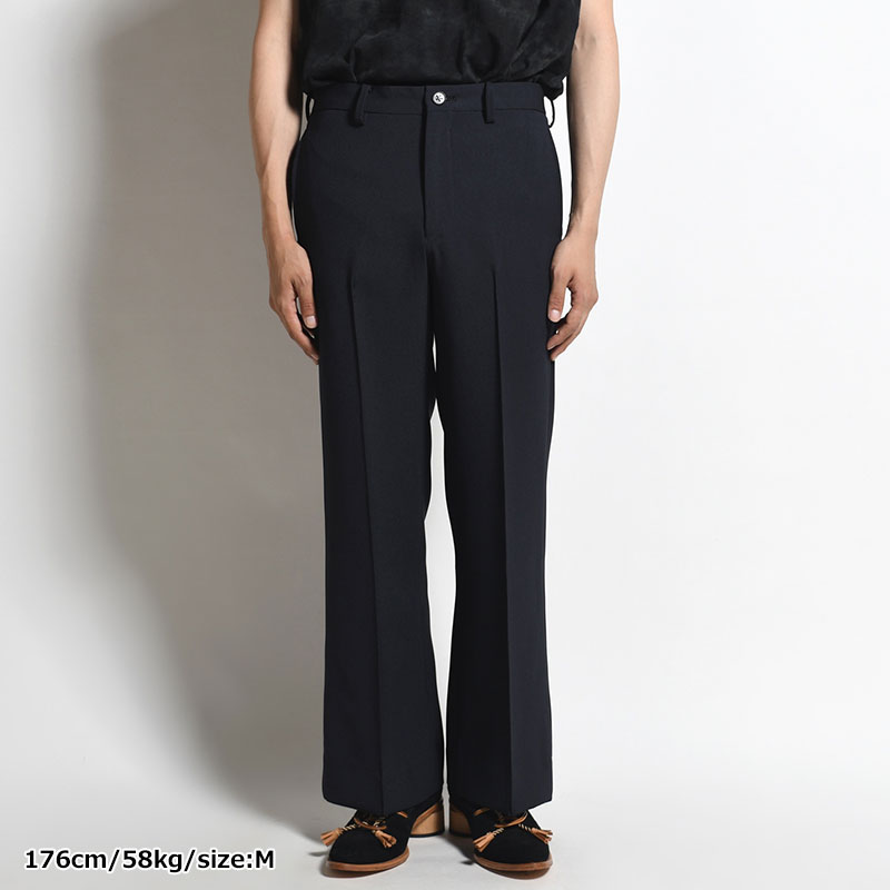 SEMI FLARE SILHOUETTE SLACKS -NAVY-