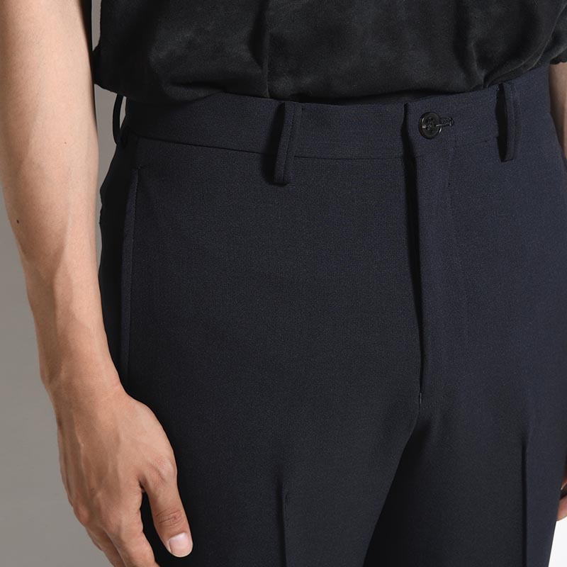 SEMI FLARE SILHOUETTE SLACKS -NAVY- | IN ONLINE STORE