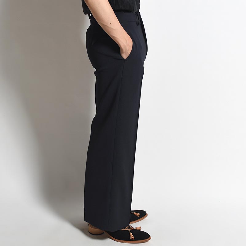 SEMI FLARE SILHOUETTE SLACKS -NAVY-