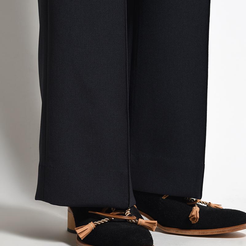 SEMI FLARE SILHOUETTE SLACKS -NAVY-