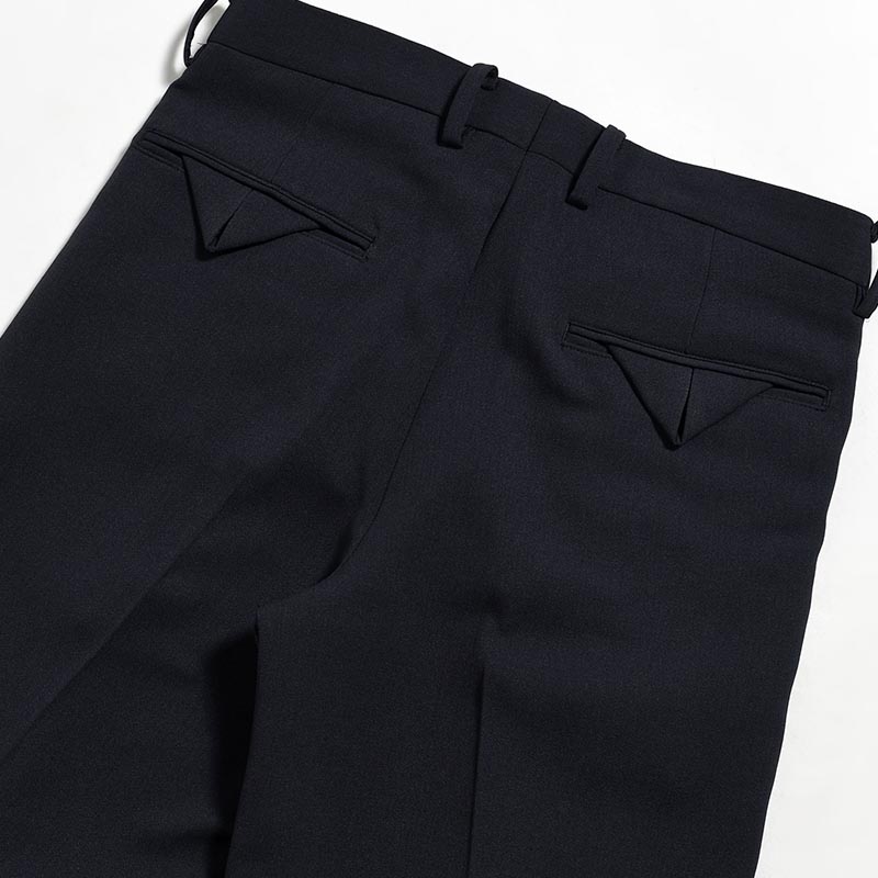 SEMI FLARE SILHOUETTE SLACKS -NAVY-