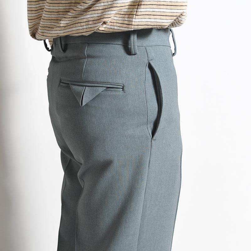 SEMI FLARE SILHOUETTE SLACKS -SMOKY BLUE-