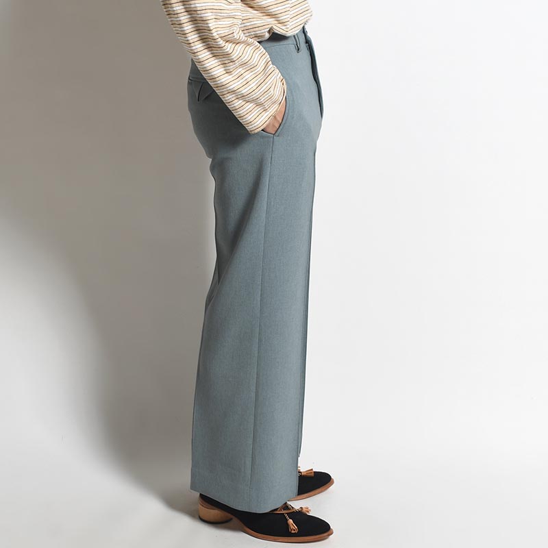 SEMI FLARE SILHOUETTE SLACKS -SMOKY BLUE-