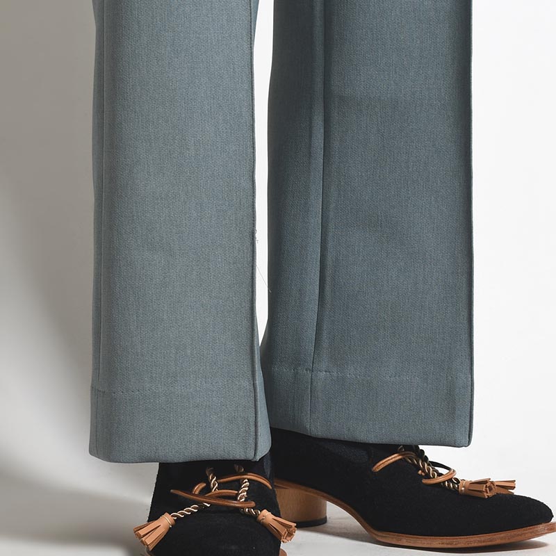 SEMI FLARE SILHOUETTE SLACKS -SMOKY BLUE-