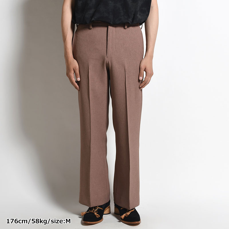 SEMI FLARE SILHOUETTE SLACKS -BROWN-