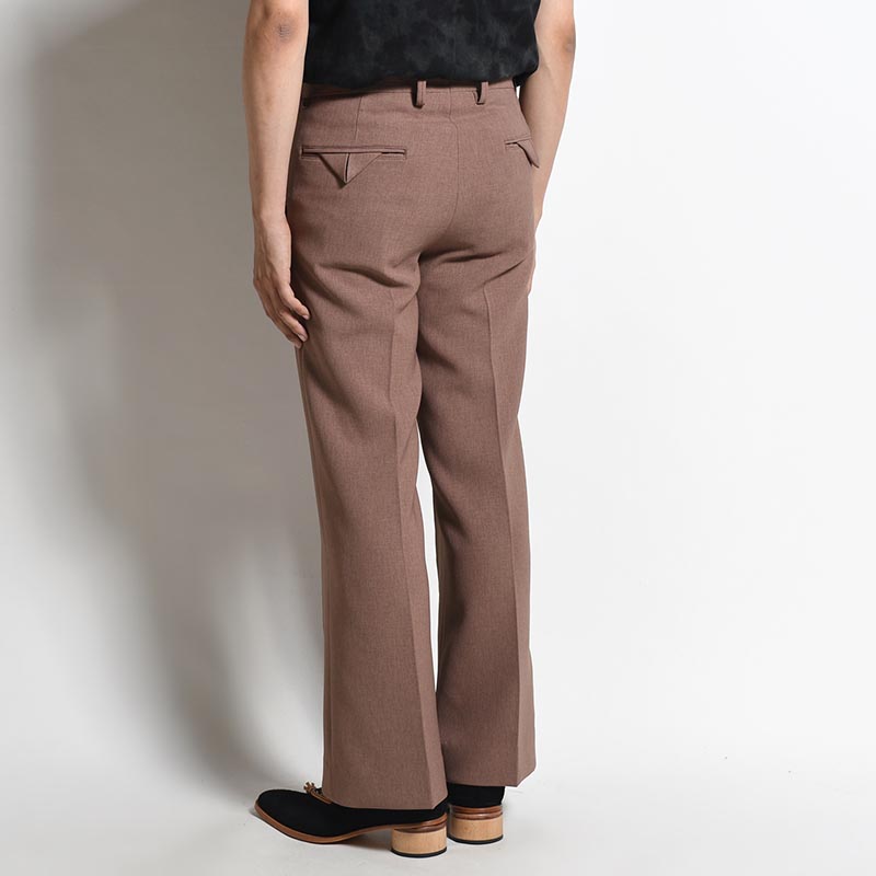 SEMI FLARE SILHOUETTE SLACKS -BROWN-