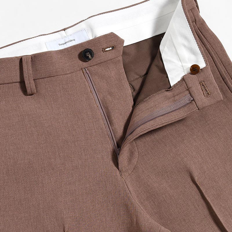 SEMI FLARE SILHOUETTE SLACKS -BROWN-