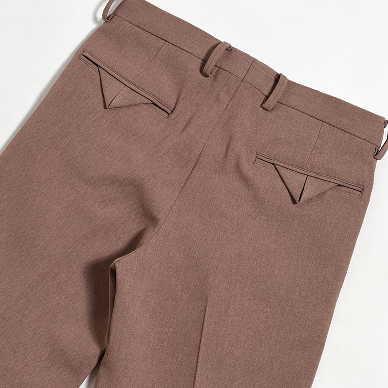 SEMI FLARE SILHOUETTE SLACKS -BROWN-