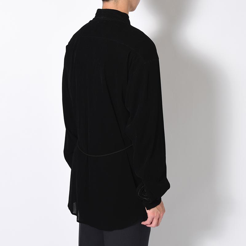 VELVET MESH WA-NECK SHIRT -BLACK-