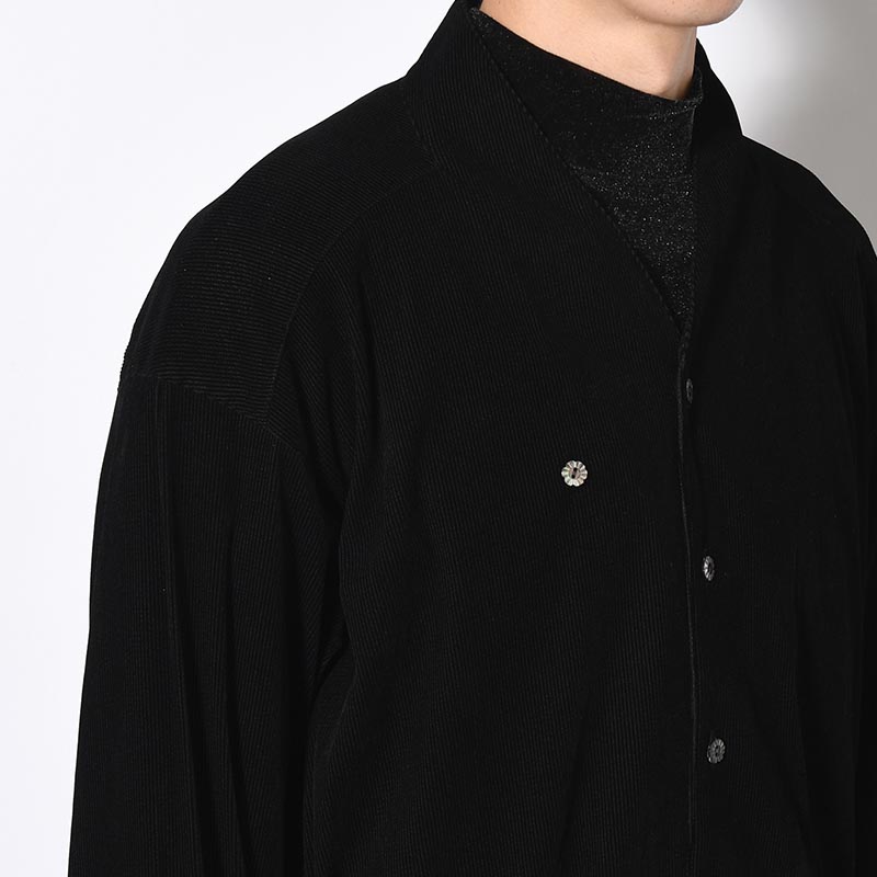 VELVET MESH WA-NECK SHIRT -BLACK-