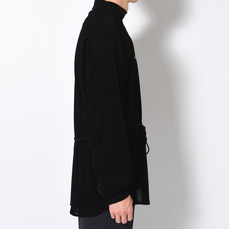 VELVET MESH WA-NECK SHIRT -BLACK-