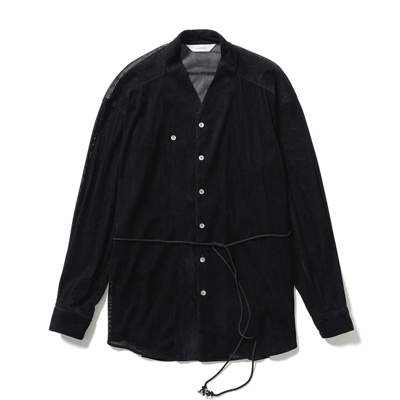 VELVET MESH WA-NECK SHIRT -BLACK-