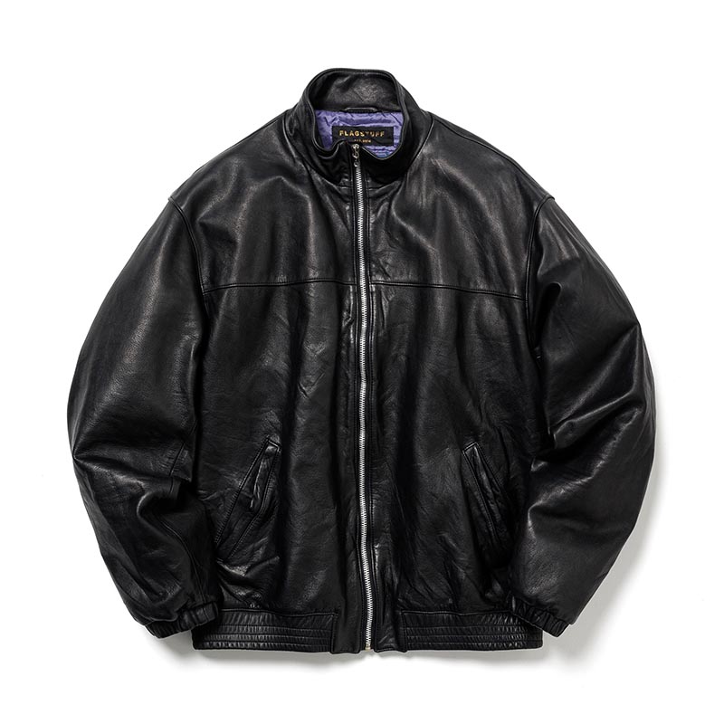 LEATHER TRACK JACKET -BLACK-