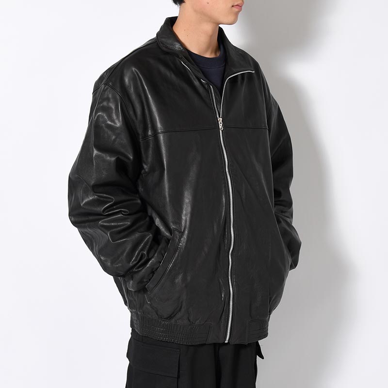 LEATHER TRACK JACKET -BLACK-