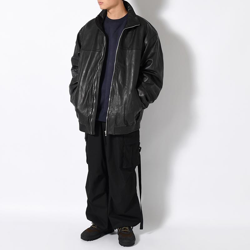 LEATHER TRACK JACKET -BLACK-