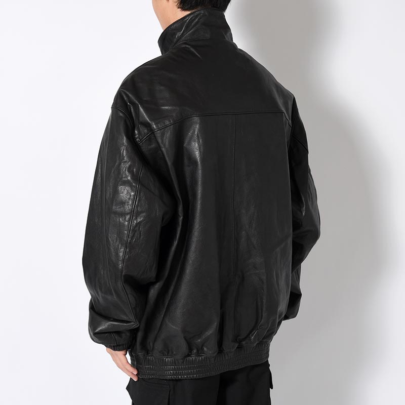 LEATHER TRACK JACKET -BLACK-