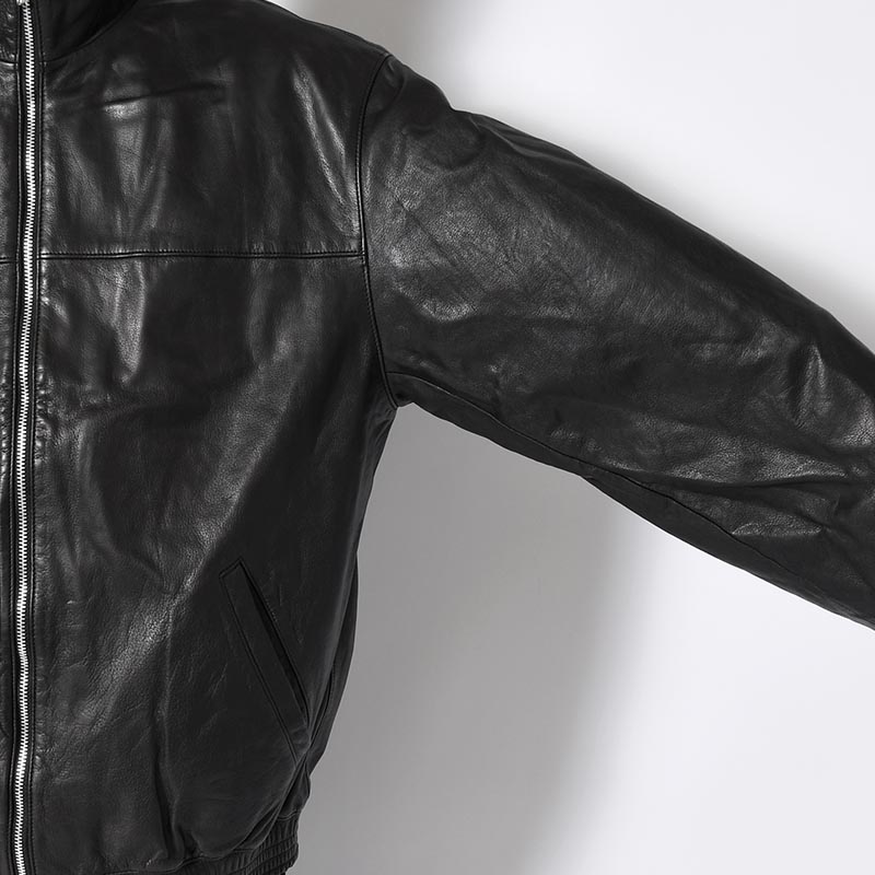 LEATHER TRACK JACKET -BLACK-