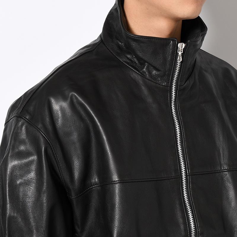 LEATHER TRACK JACKET -BLACK-