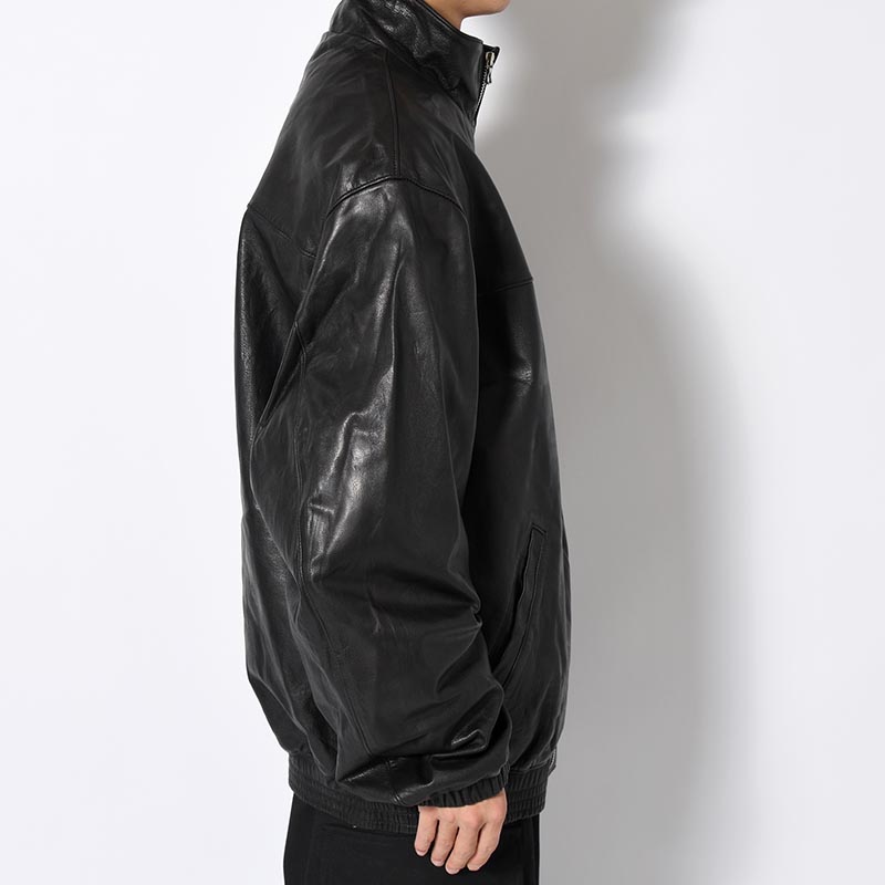 LEATHER TRACK JACKET -BLACK-