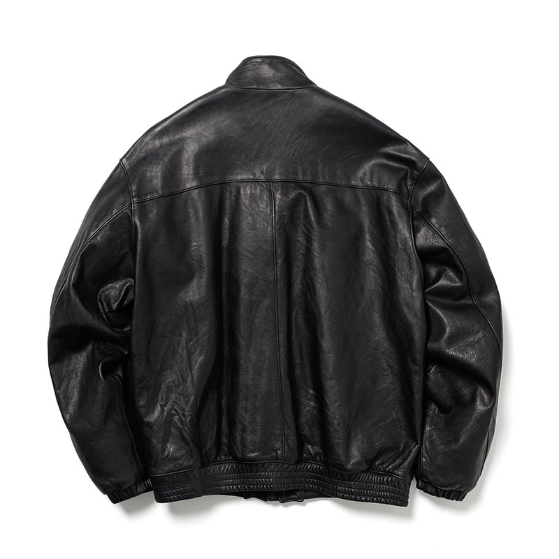 LEATHER TRACK JACKET -BLACK-