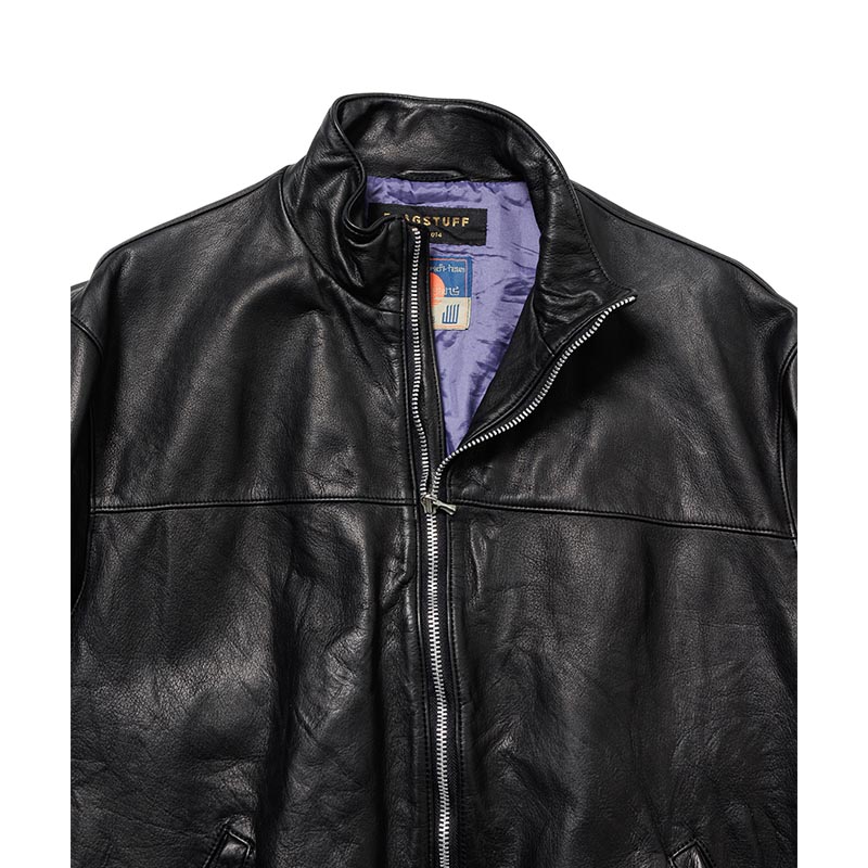 LEATHER TRACK JACKET -BLACK-