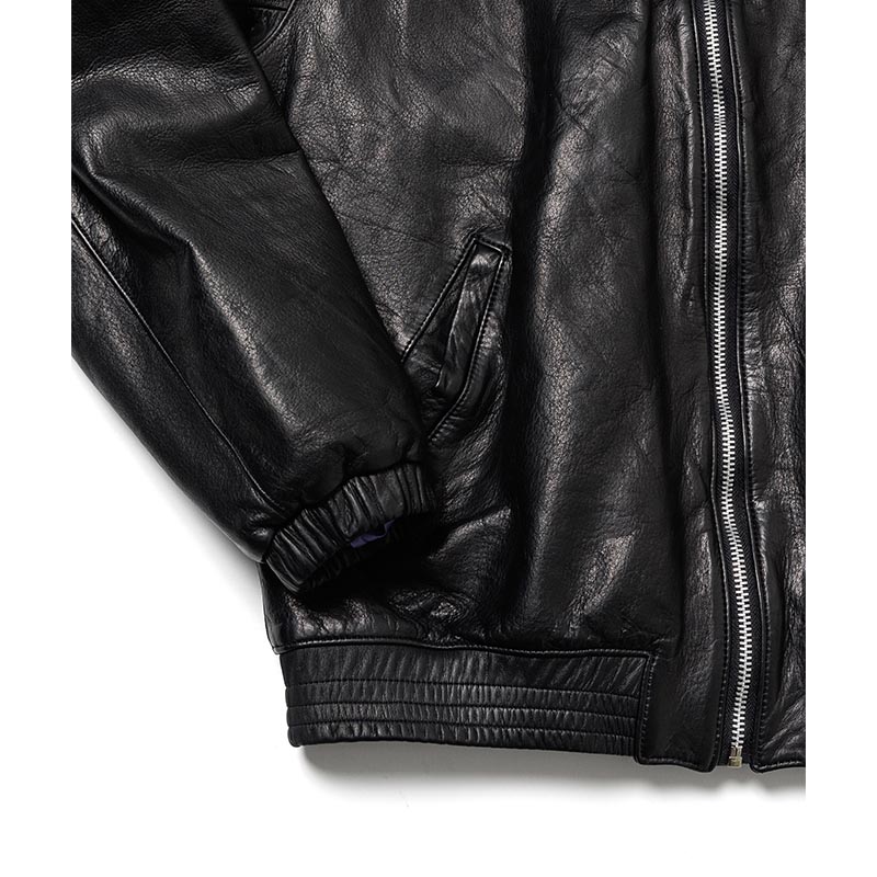 LEATHER TRACK JACKET -BLACK-